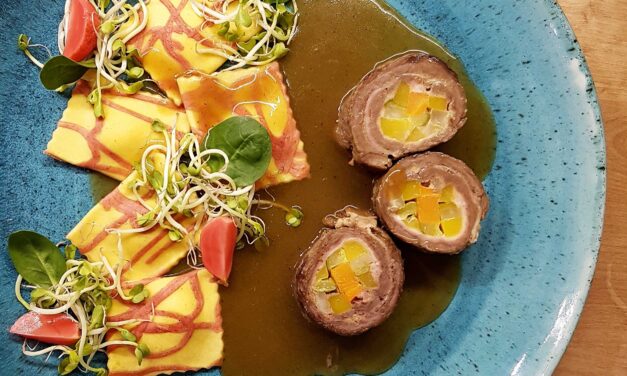 Marharolád színes raviolival