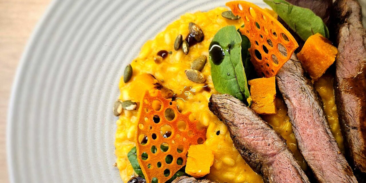 Hátszín steak, sült tökös rizottóval